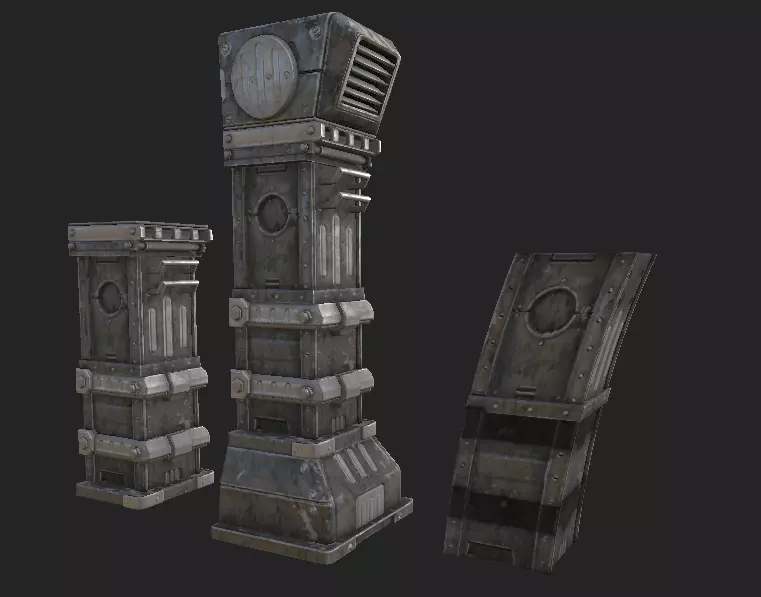 Metalic Pilar Low-poly 3D model_0