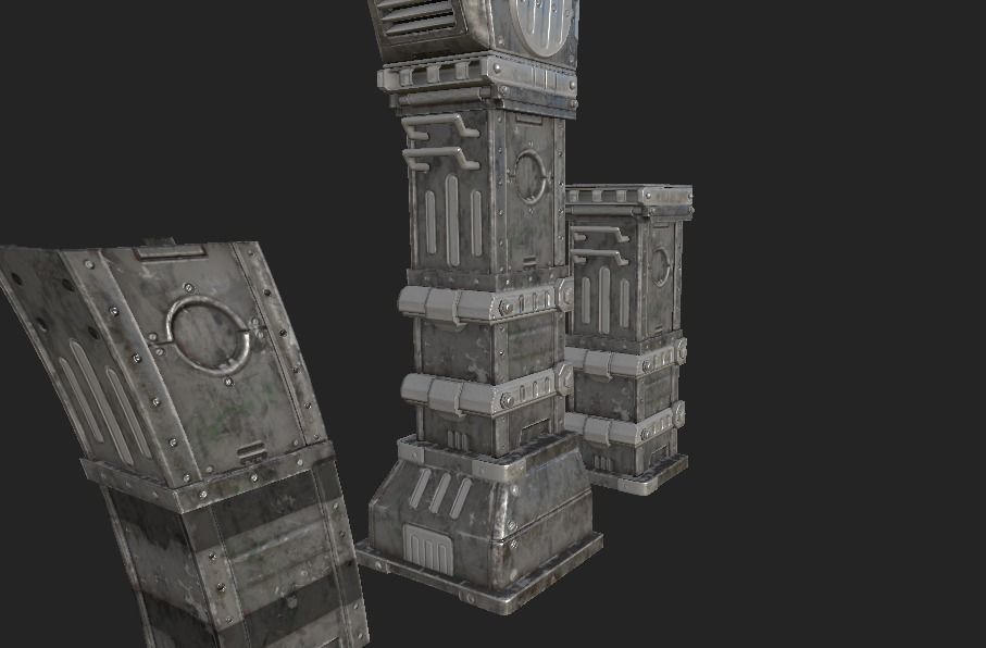 Metalic Pilar Low-poly 3D model_4