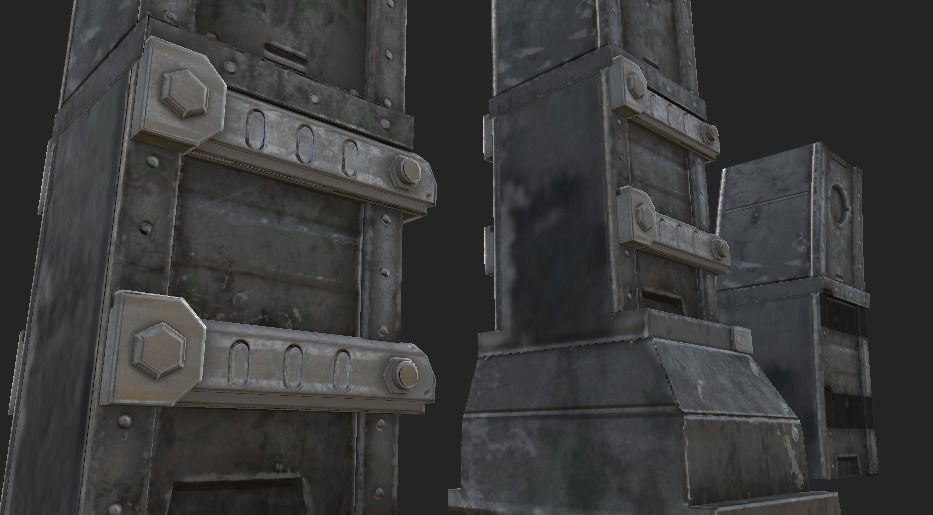 Metalic Pilar Low-poly 3D model_3