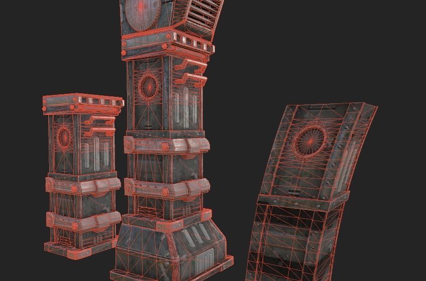 Metalic Pilar Low-poly 3D model_5