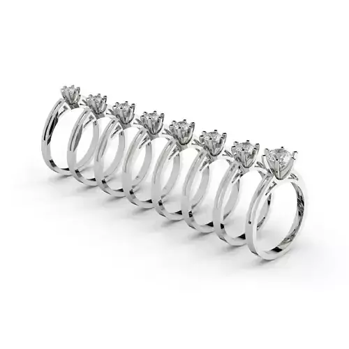 Set of 10 diamond solitaire engagement rings 