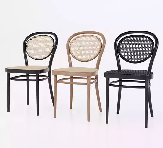 Thonet dining chair with rattan back and seat