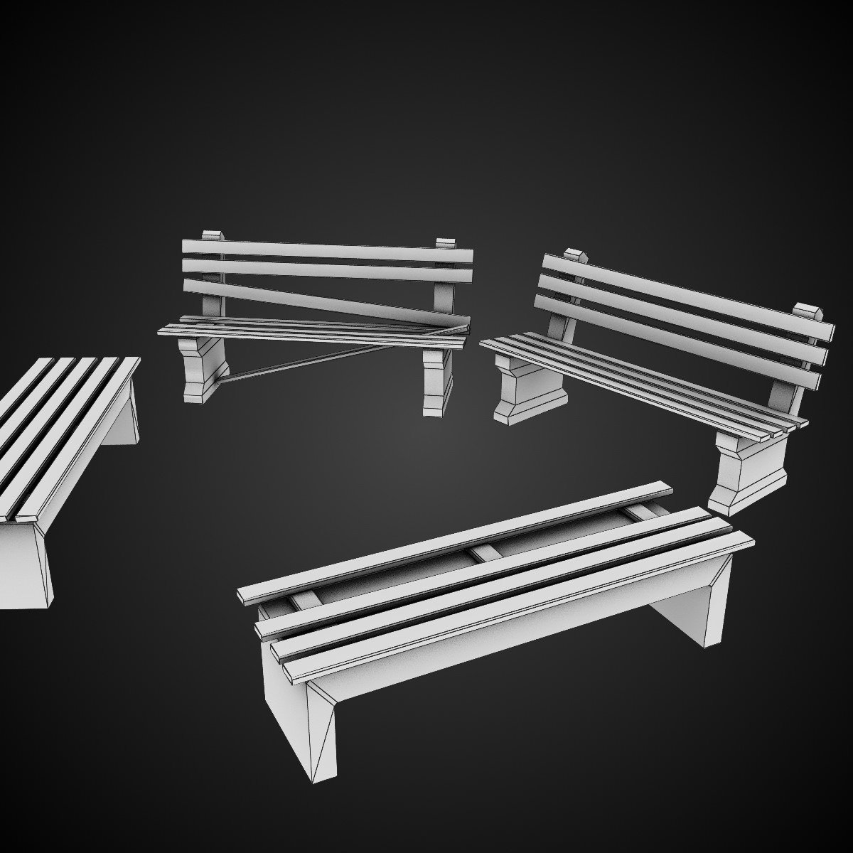 Benches park bench - park bench Free low-poly 3D model_6