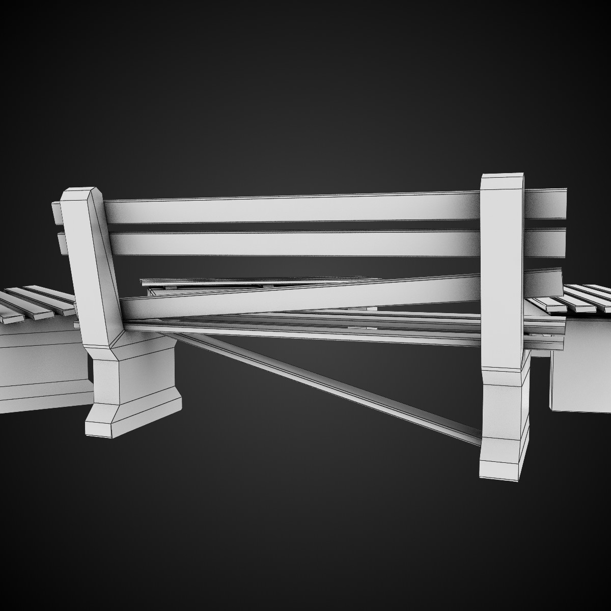 Benches park bench - park bench Free low-poly 3D model_8