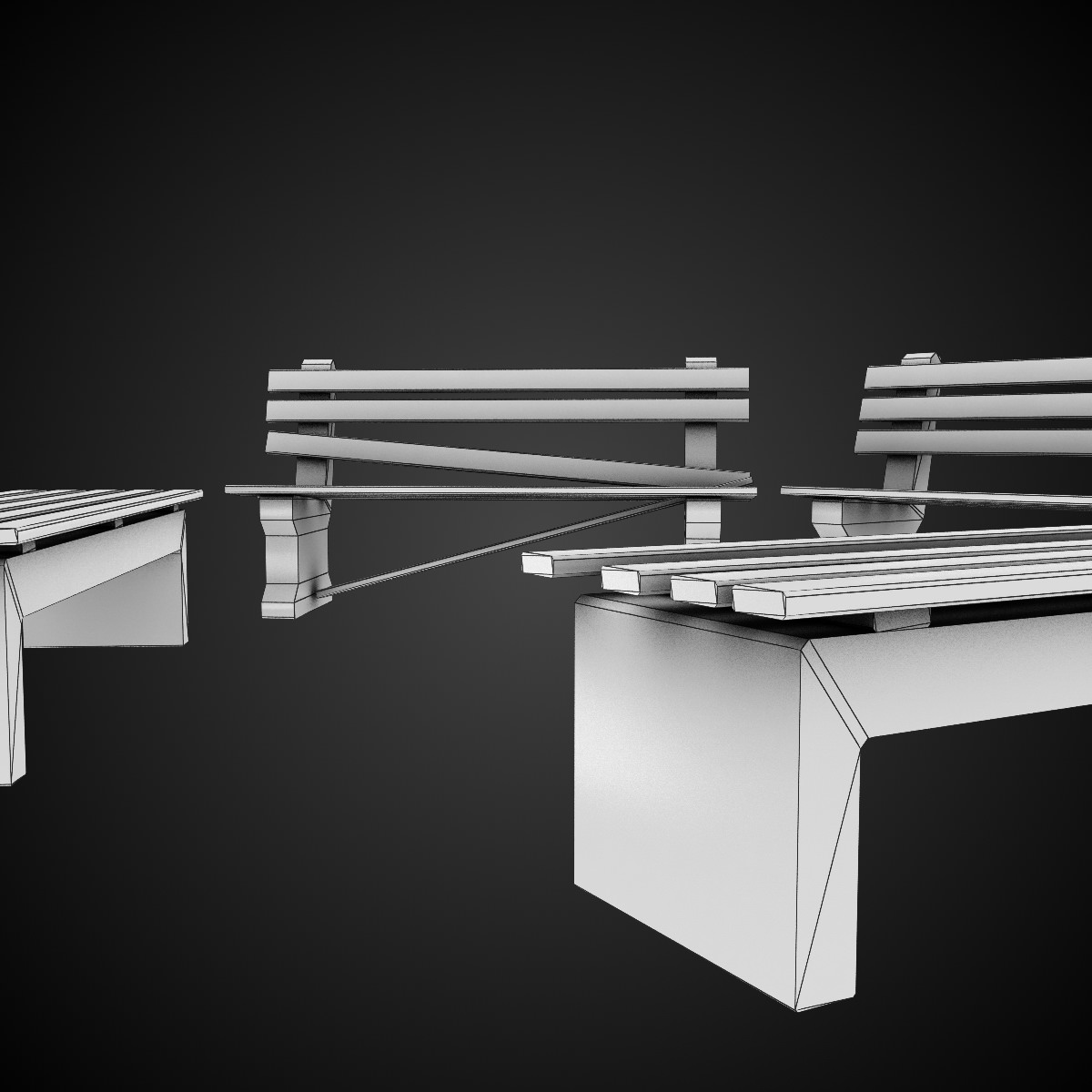 Benches park bench - park bench Free low-poly 3D model_7