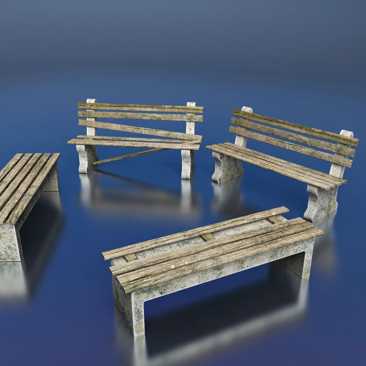 Benches park bench - park bench Free low-poly 3D model_1