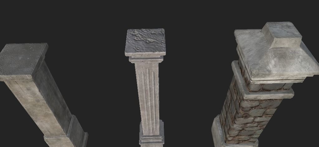 Shikumen Column Low-poly 3D model_4