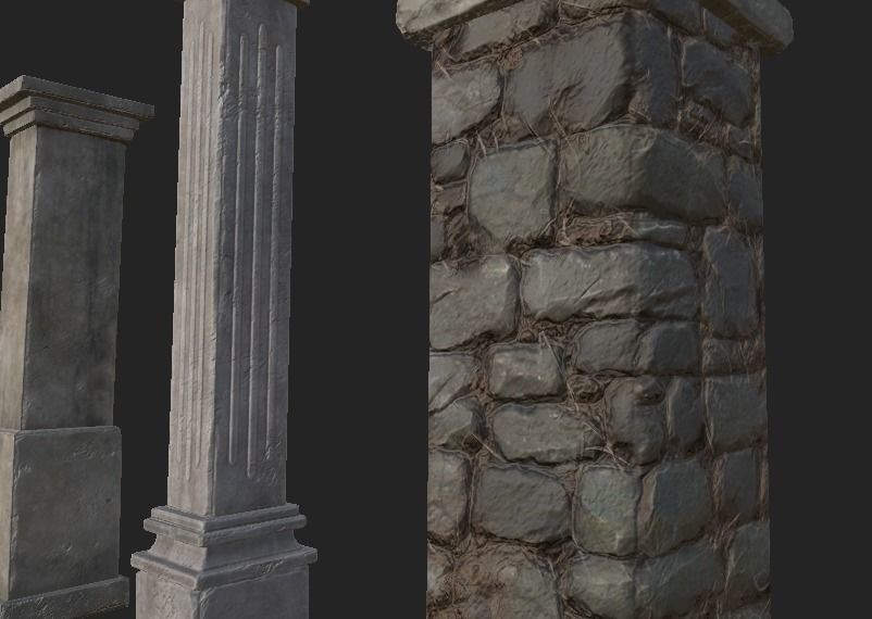 Shikumen Column Low-poly 3D model_3