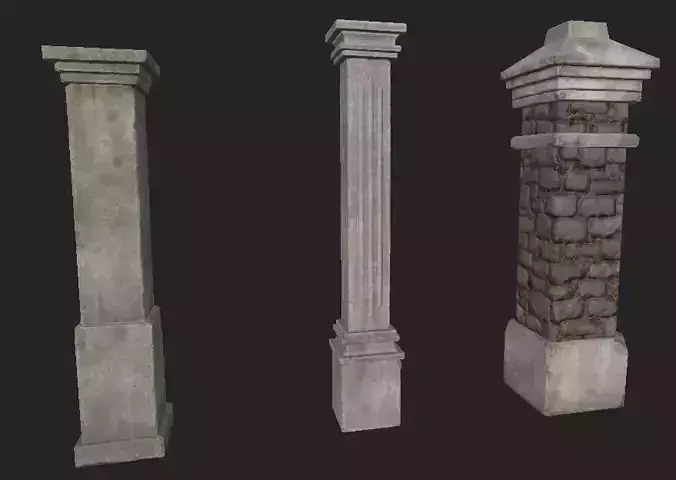 Shikumen Column Low-poly 3D model