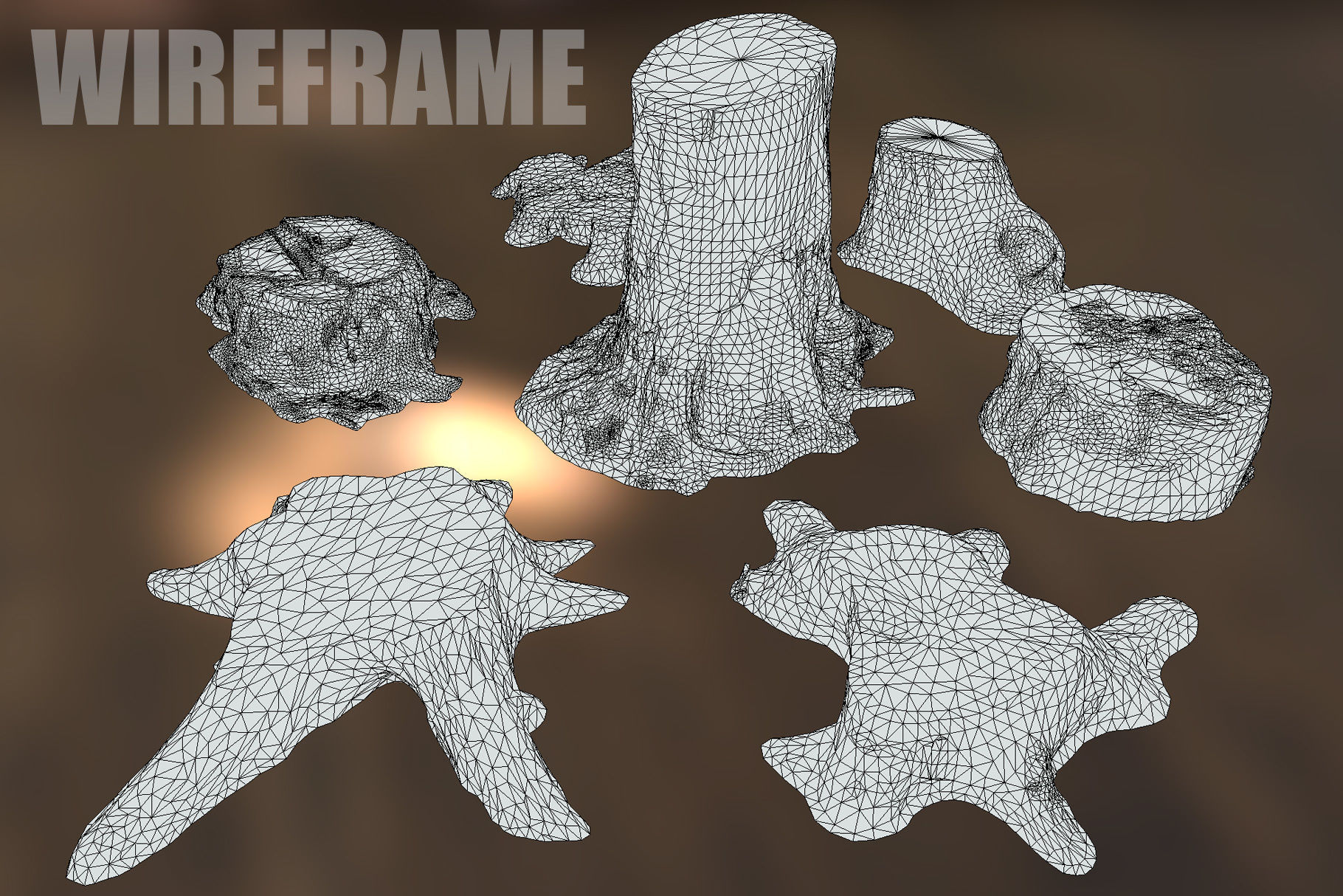 Photorealistic Tree Stumps with LODs Low-poly 3D model_21