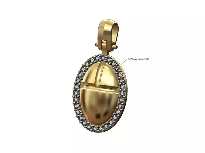 Diamond scarab beelte pendant with bail