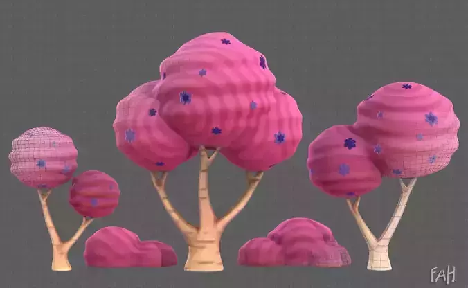 Trees Cartoon V30 Low-poly 3D model
