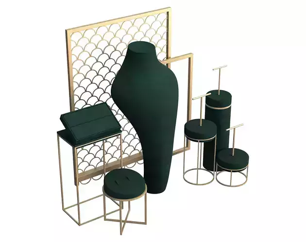Monicadisplaystudio Green Velvet Jewelry Stand Vol 14 3D model