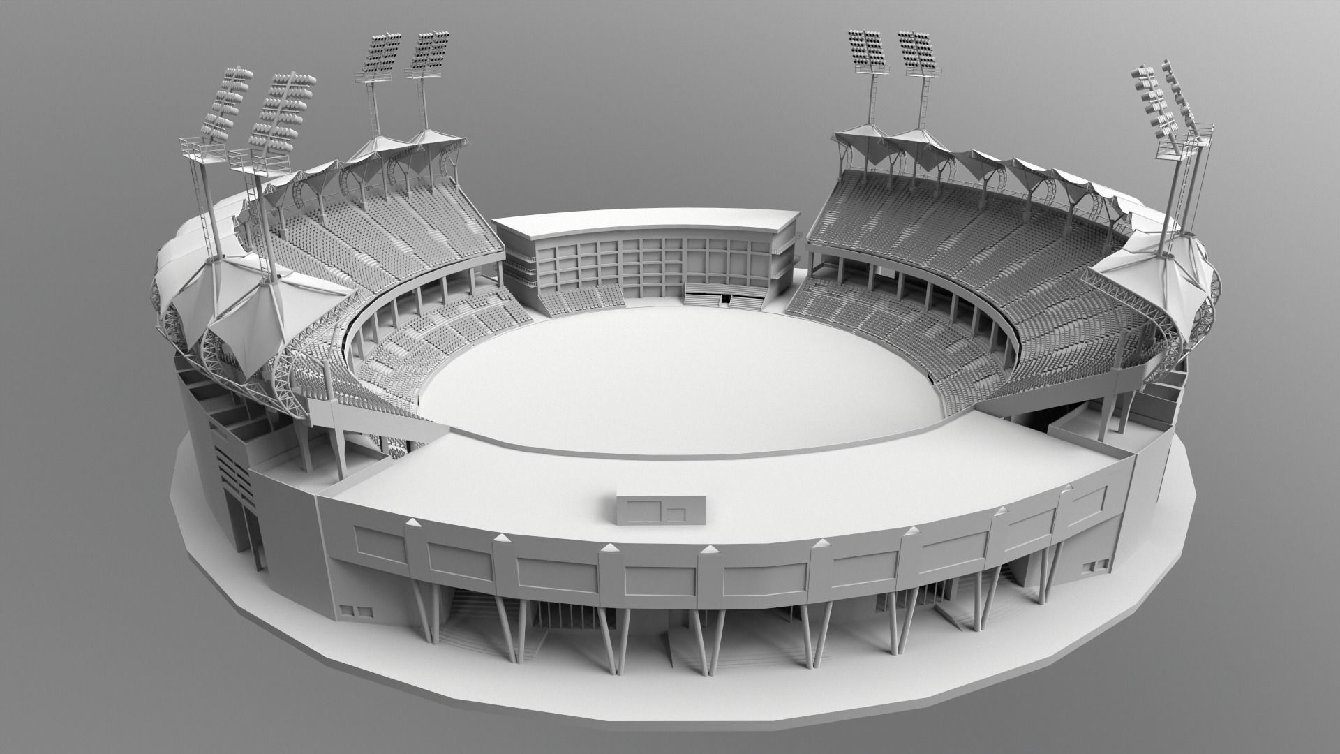 Trivandrum Stadium Low-poly 3D model_9