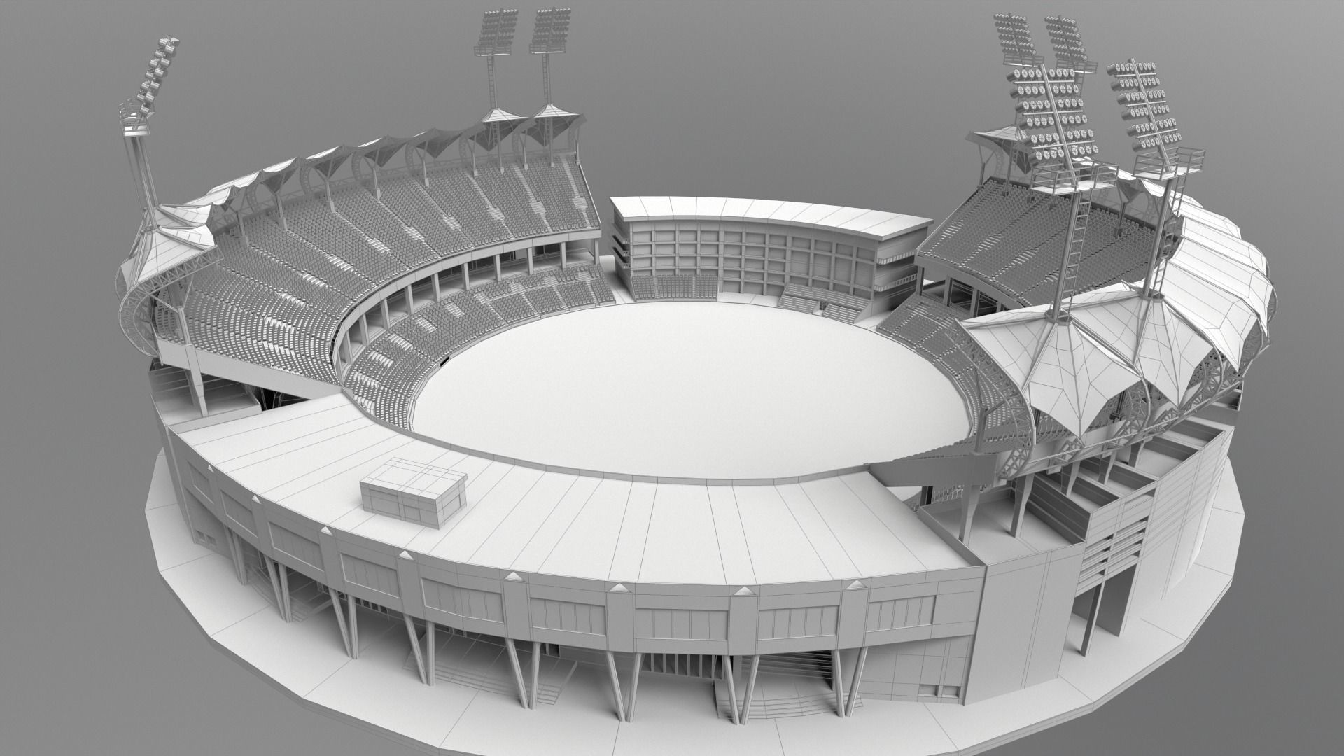 Trivandrum Stadium Low-poly 3D model_10