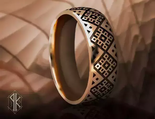 Ukrainian embroidered ring - Vyshyvanka ring 
