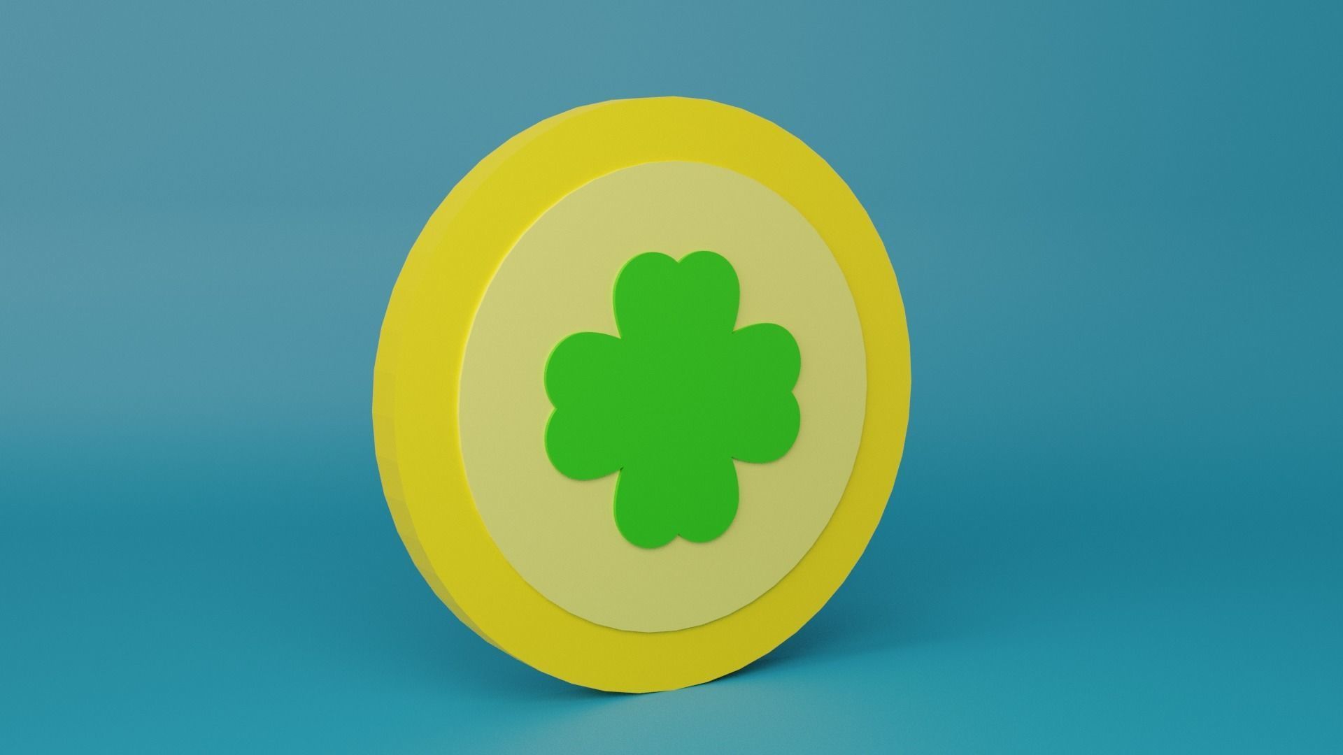 Clover Coin  Low-poly 3D model_2