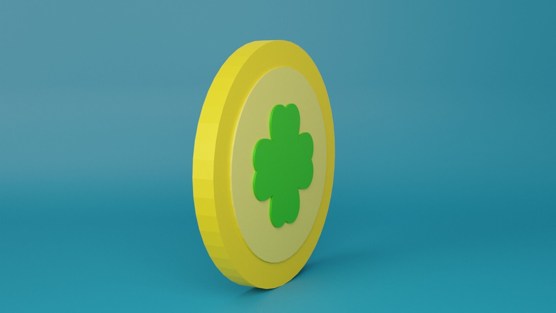 Clover Coin  Low-poly 3D model_3