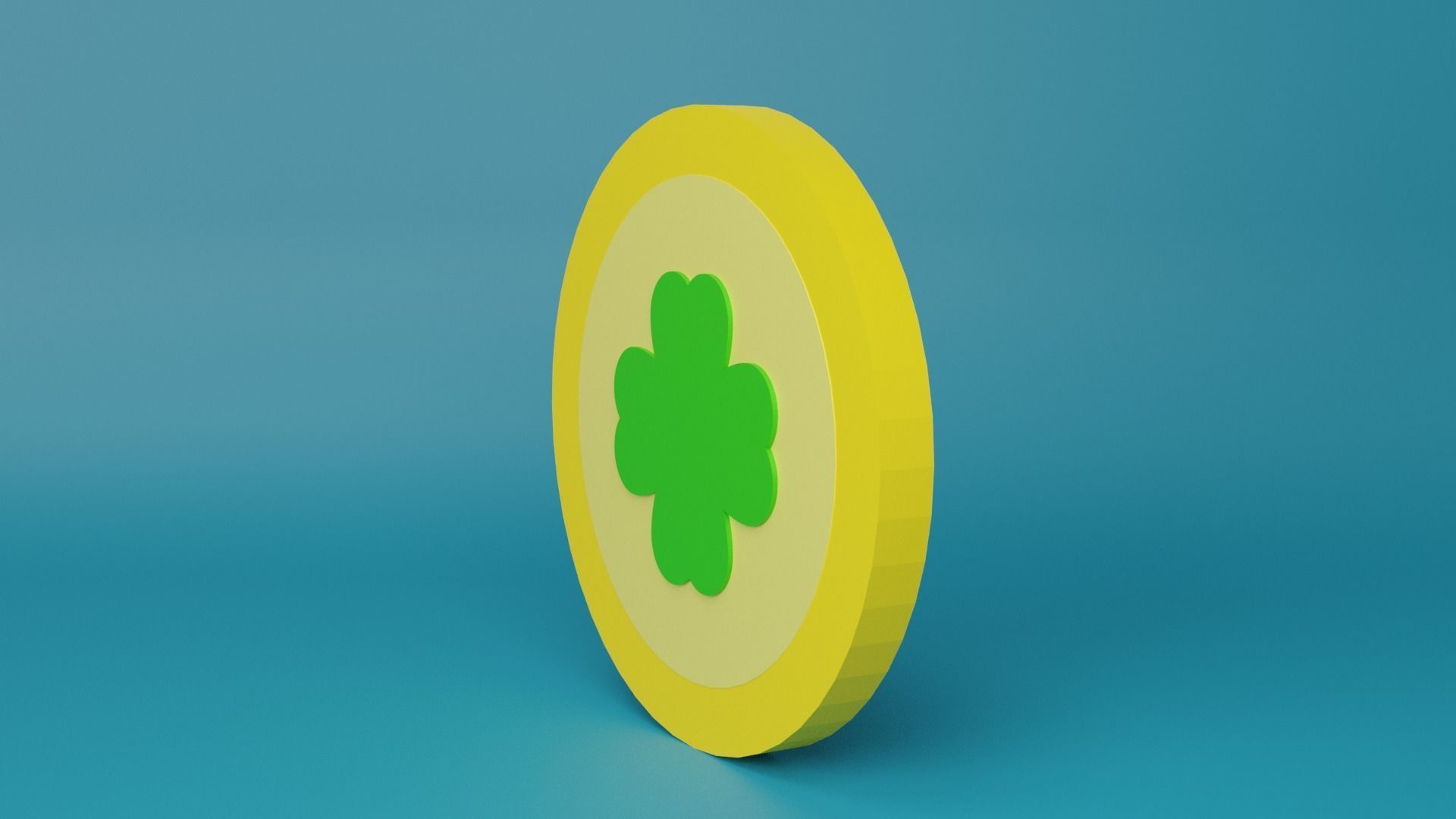 Clover Coin  Low-poly 3D model_7