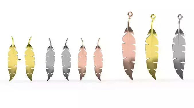 Feather Earings and Pendant 3D Model Collection