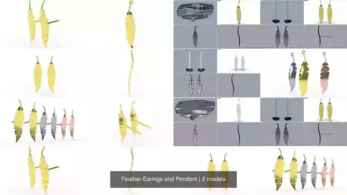 Feather Earings and Pendant