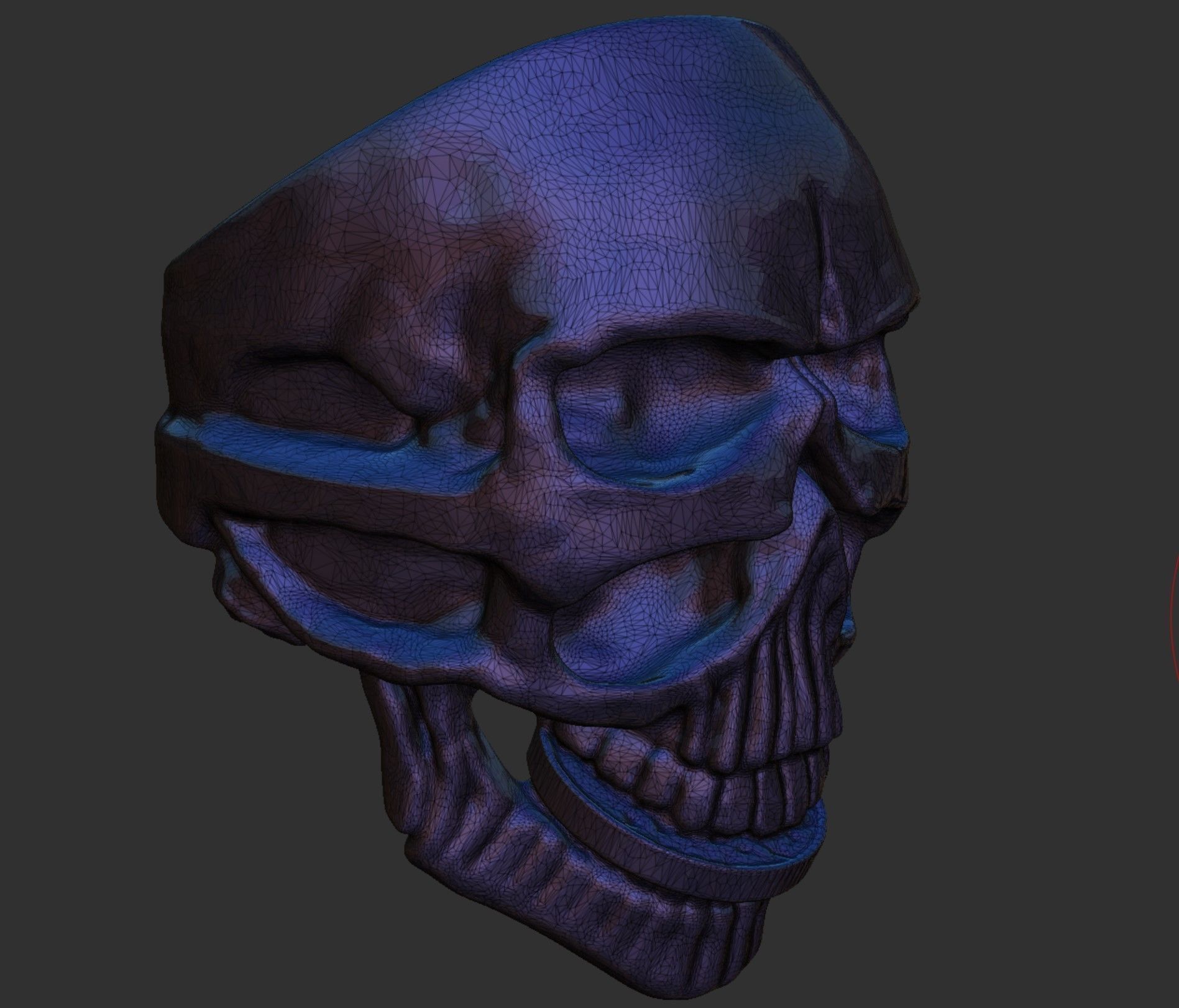 biker ring cheeky double skull  3D print model 3D print model_9