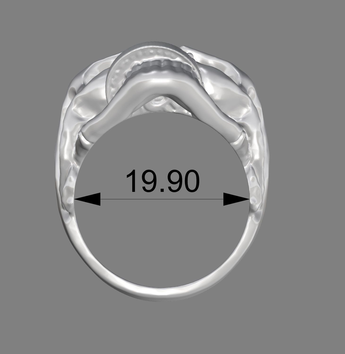 biker ring cheeky double skull  3D print model 3D print model_10