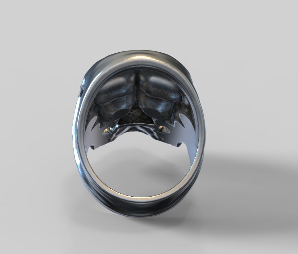 biker ring cheeky double skull  3D print model 3D print model_12