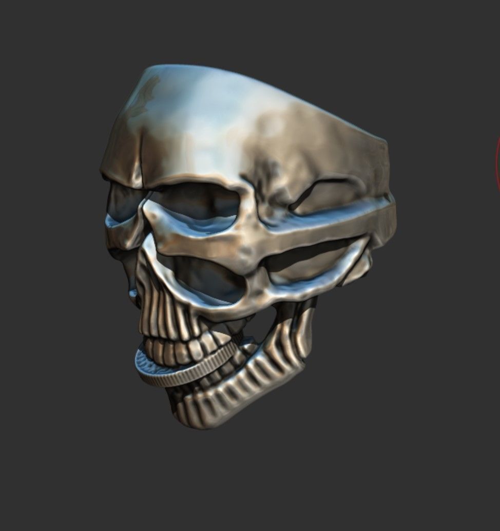 biker ring cheeky double skull  3D print model 3D print model_7