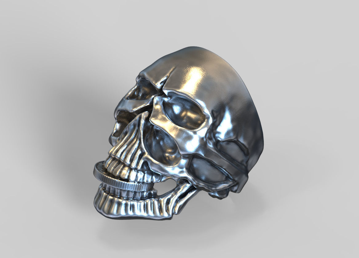biker ring cheeky double skull  3D print model 3D print model_1