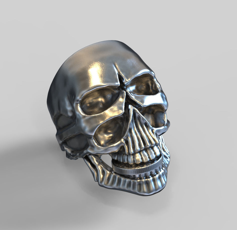 biker ring cheeky double skull  3D print model 3D print model_2