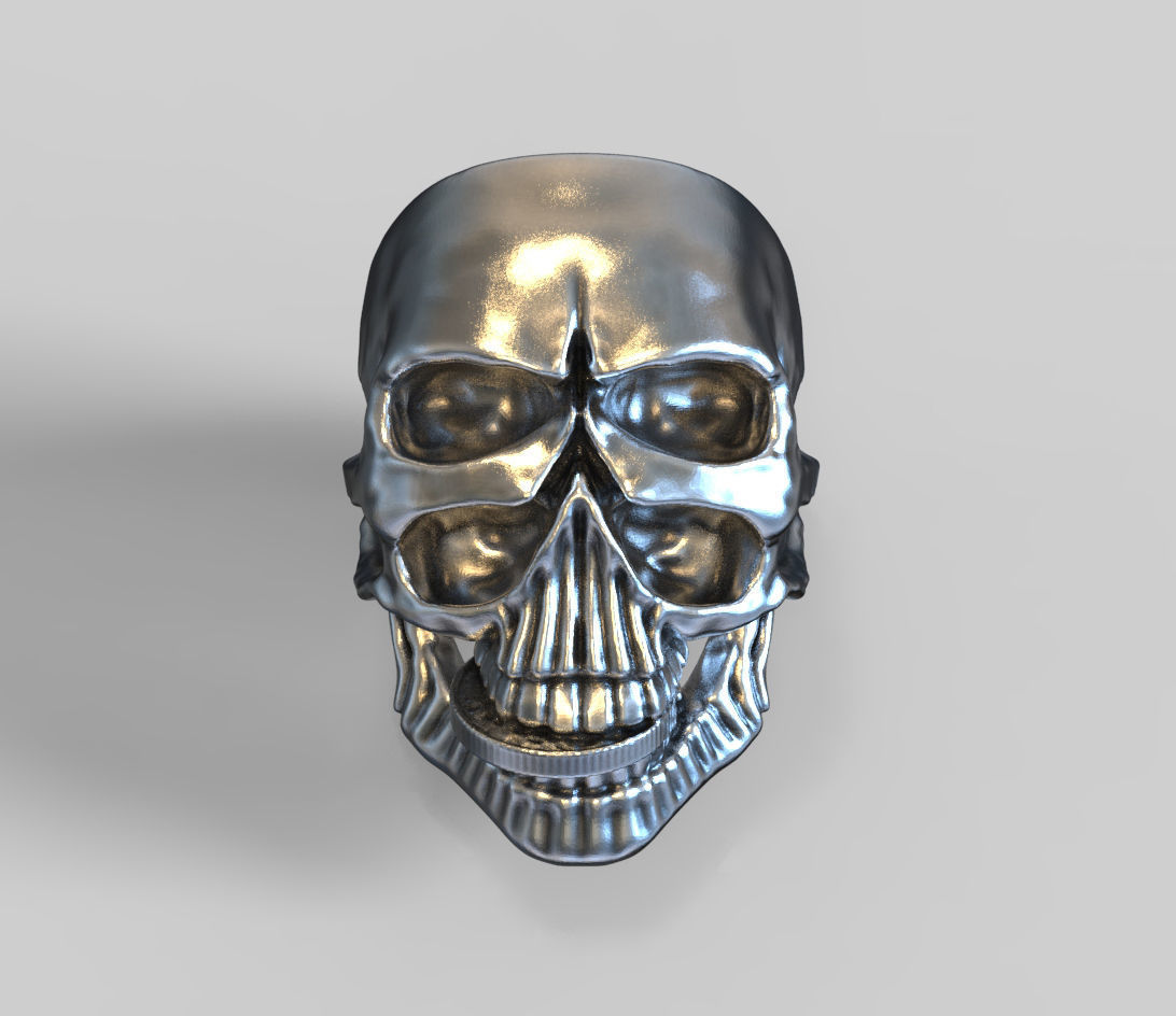 biker ring cheeky double skull  3D print model 3D print model_4