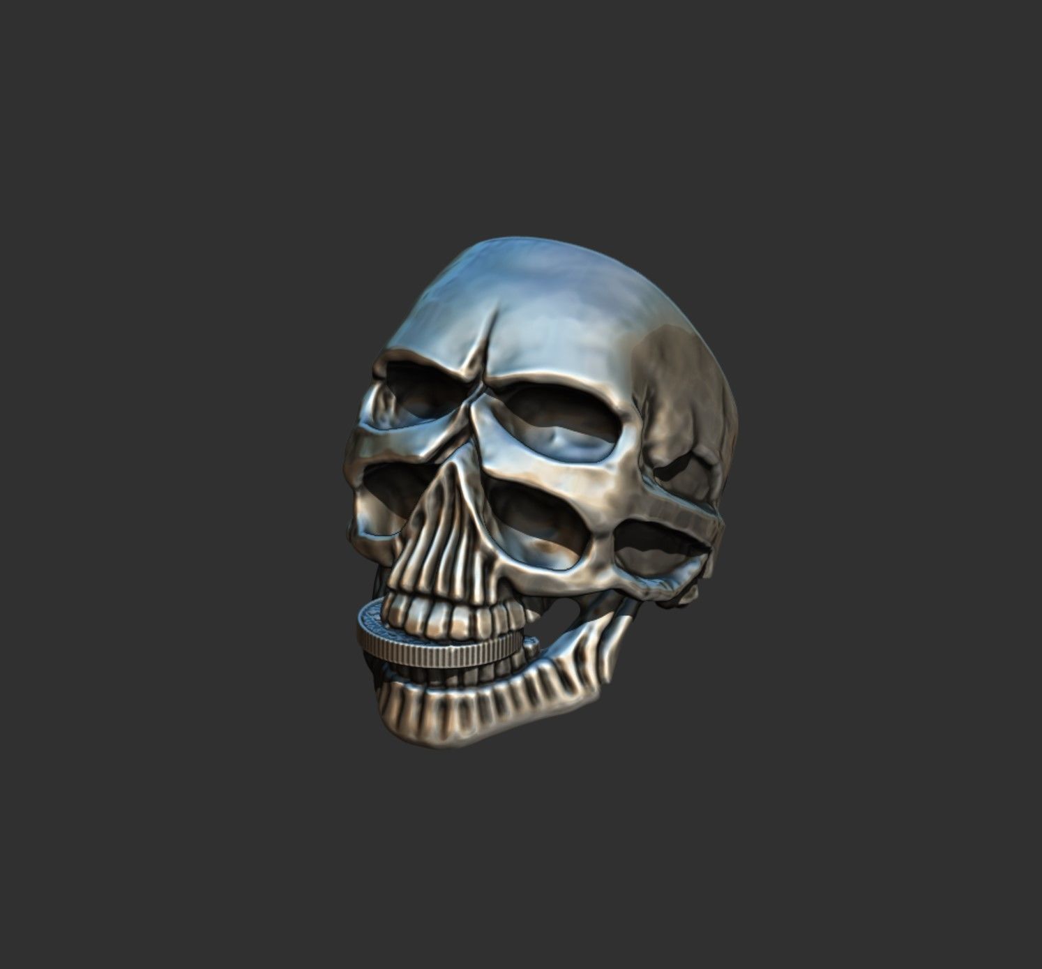 biker ring cheeky double skull  3D print model 3D print model_6