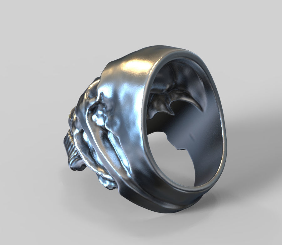biker ring cheeky double skull  3D print model 3D print model_5