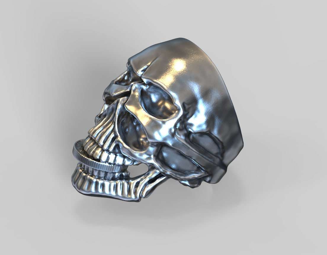 biker ring cheeky double skull  3D print model 3D print model_3