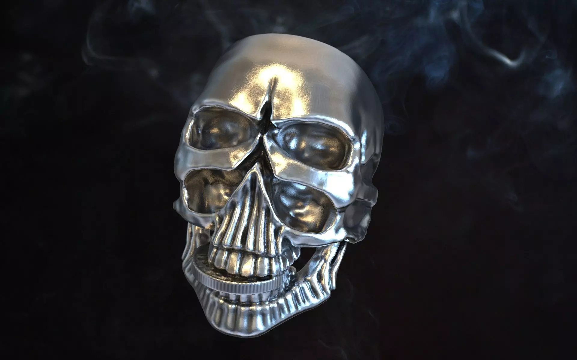 biker ring cheeky double skull  3D print model 3D print model_0