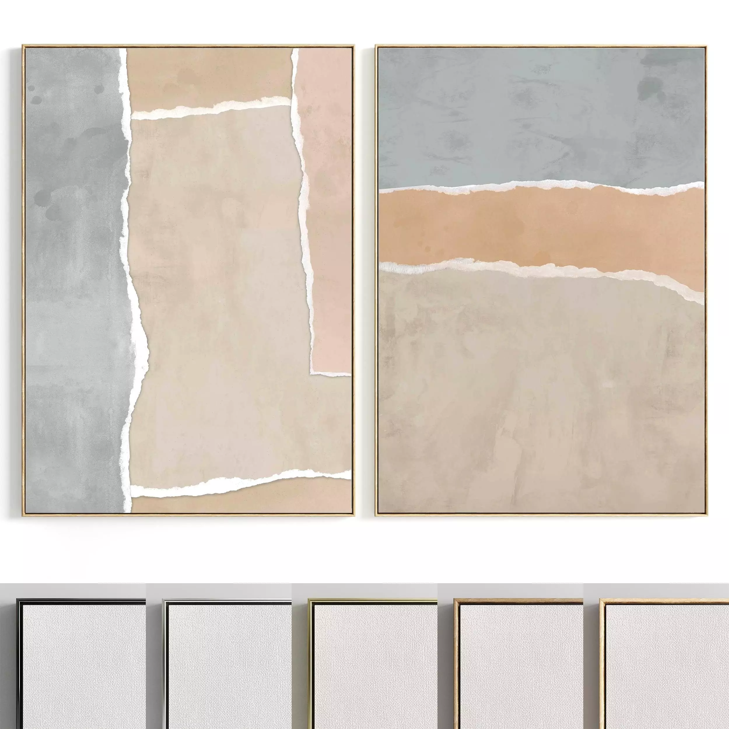 Plaster Two Photo Frame 120 Low-poly 3D model_0