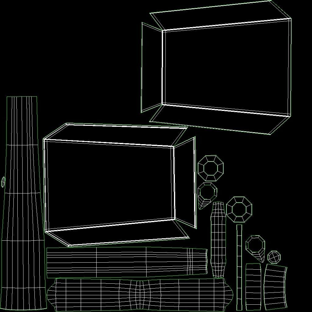 Fireplace Tools with Pile of Wood Low-poly 3D model_28