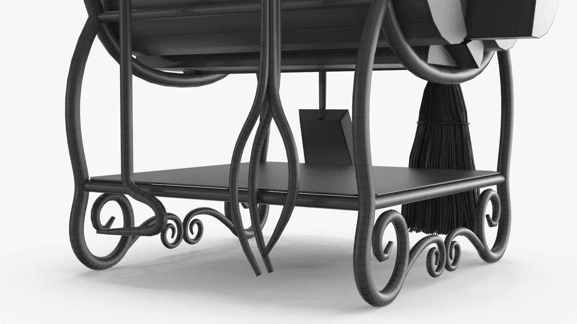 Fireplace Tools with Pile of Wood Low-poly 3D model_23