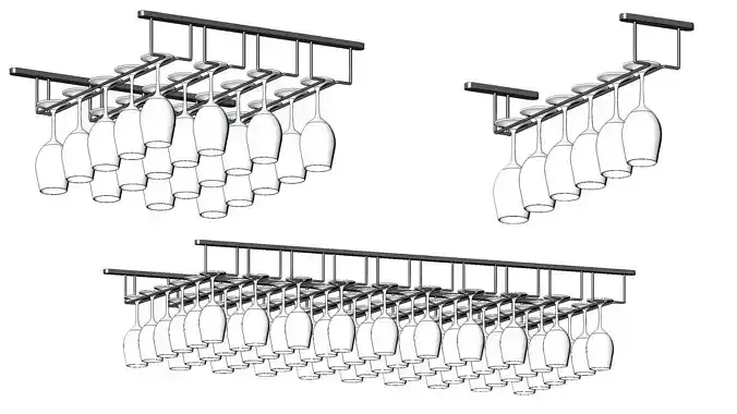 Wine Glass Bar Hanger Rails 3D model