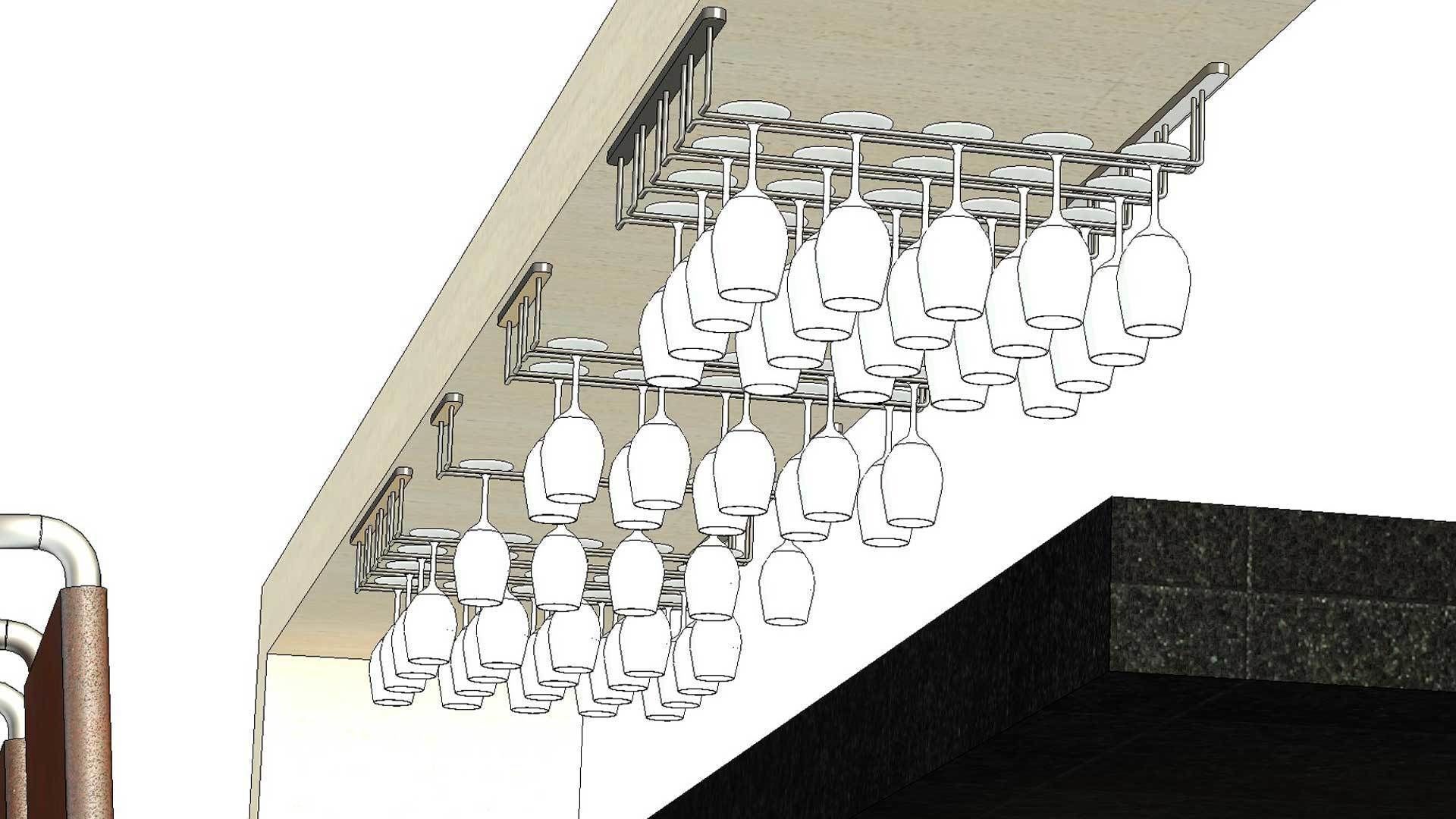 Wine Glass Bar Hanger Rails 3D model_4
