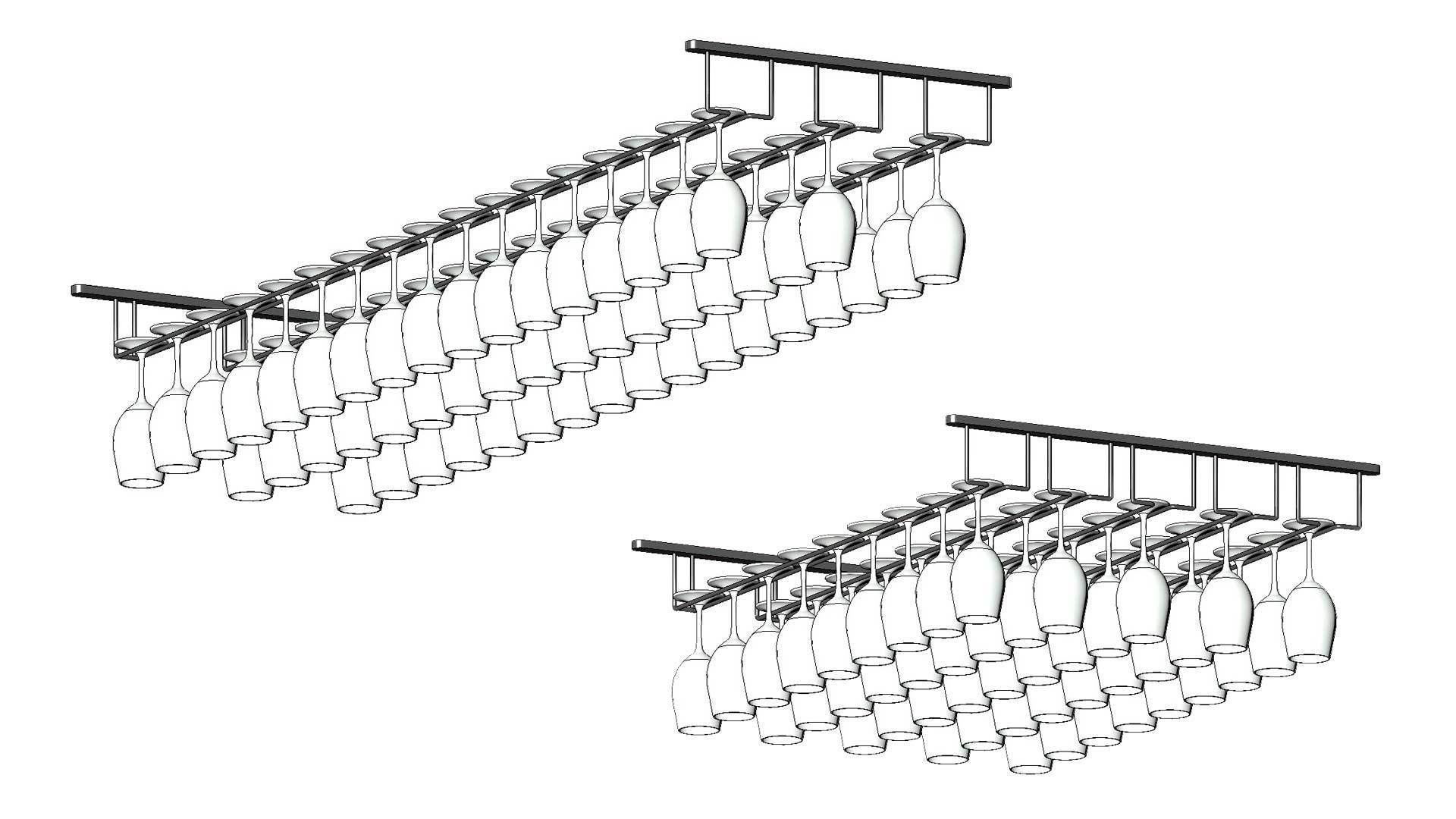 Wine Glass Bar Hanger Rails 3D model_2