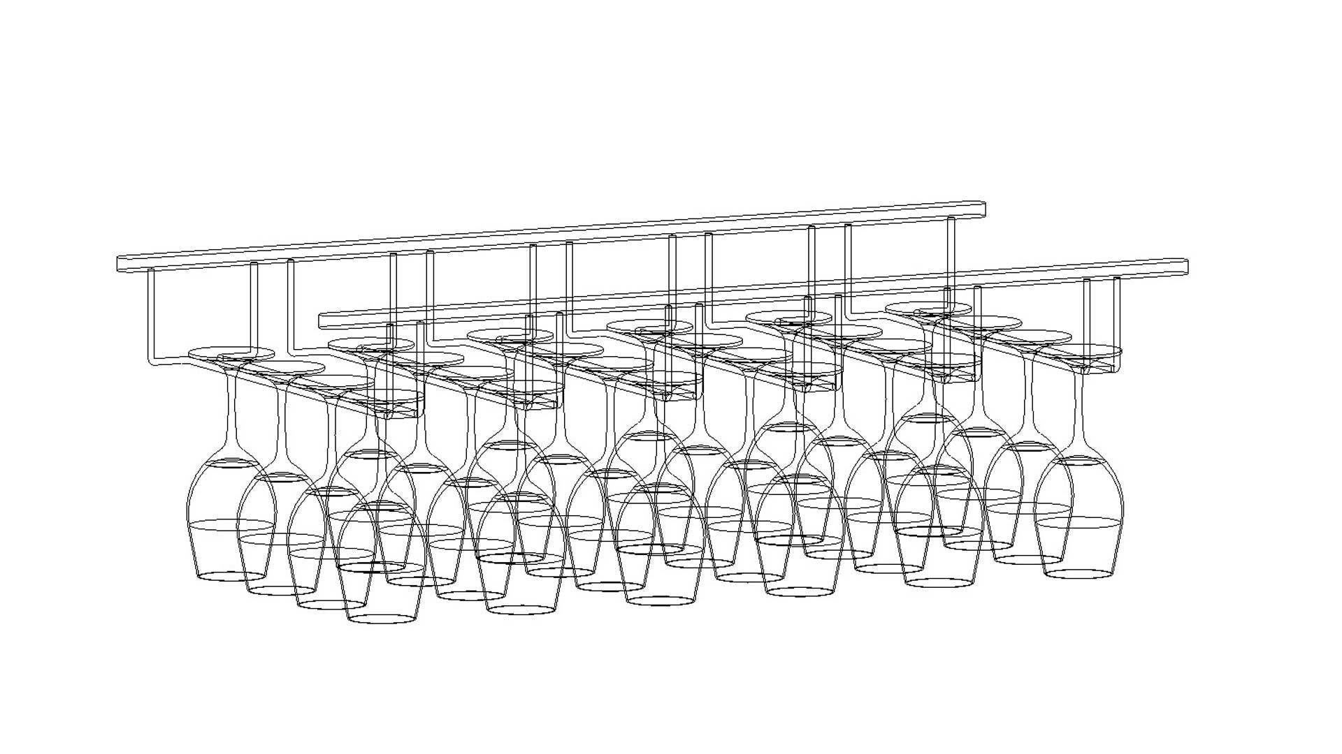 Wine Glass Bar Hanger Rails 3D model_6
