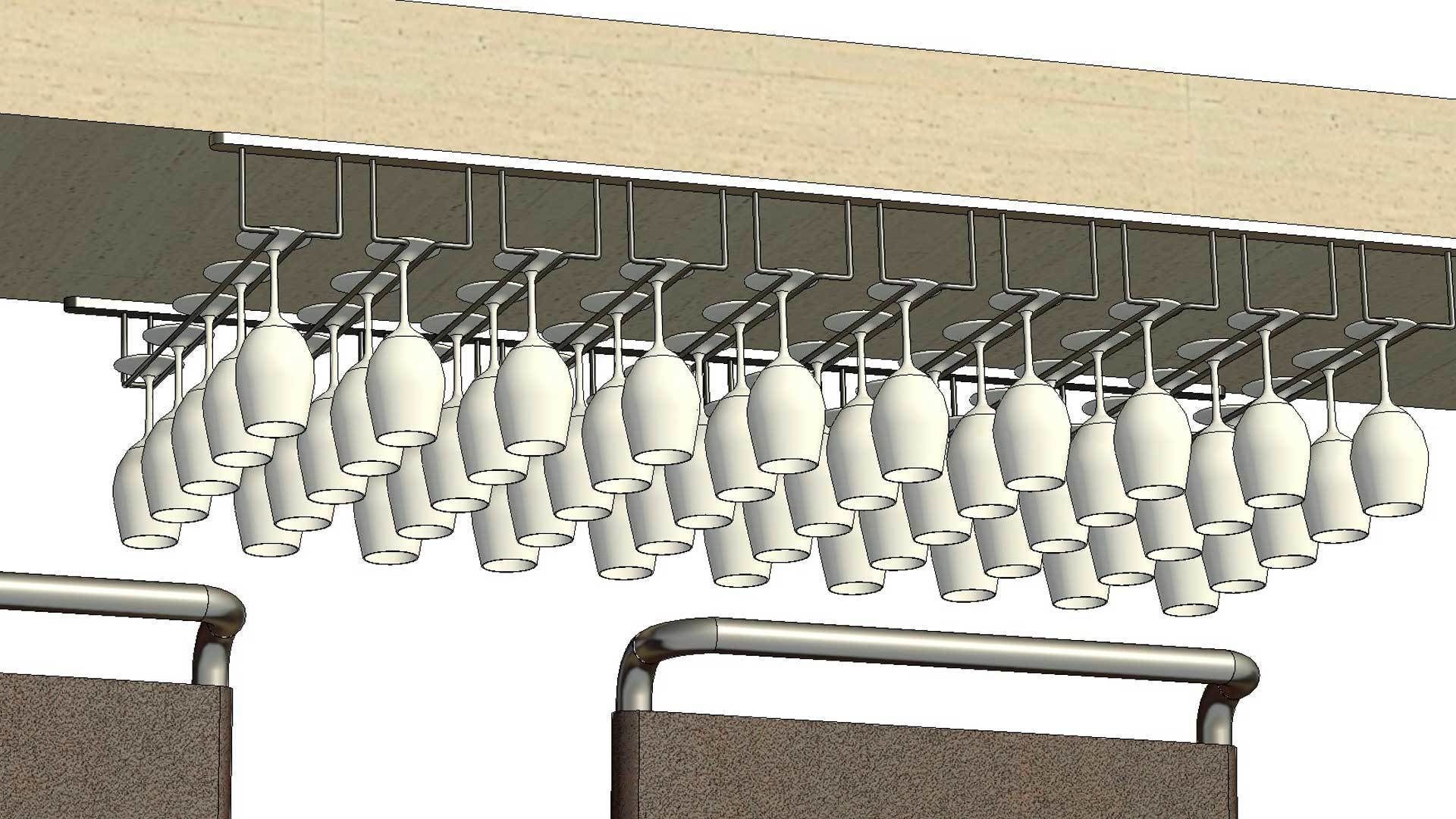 Wine Glass Bar Hanger Rails 3D model_3