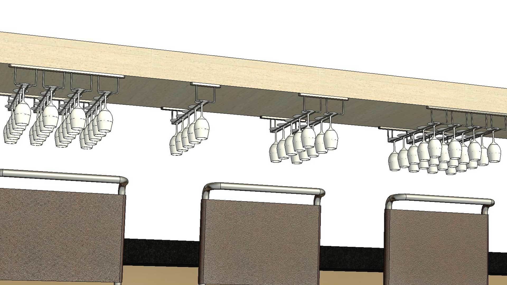 Wine Glass Bar Hanger Rails 3D model_1