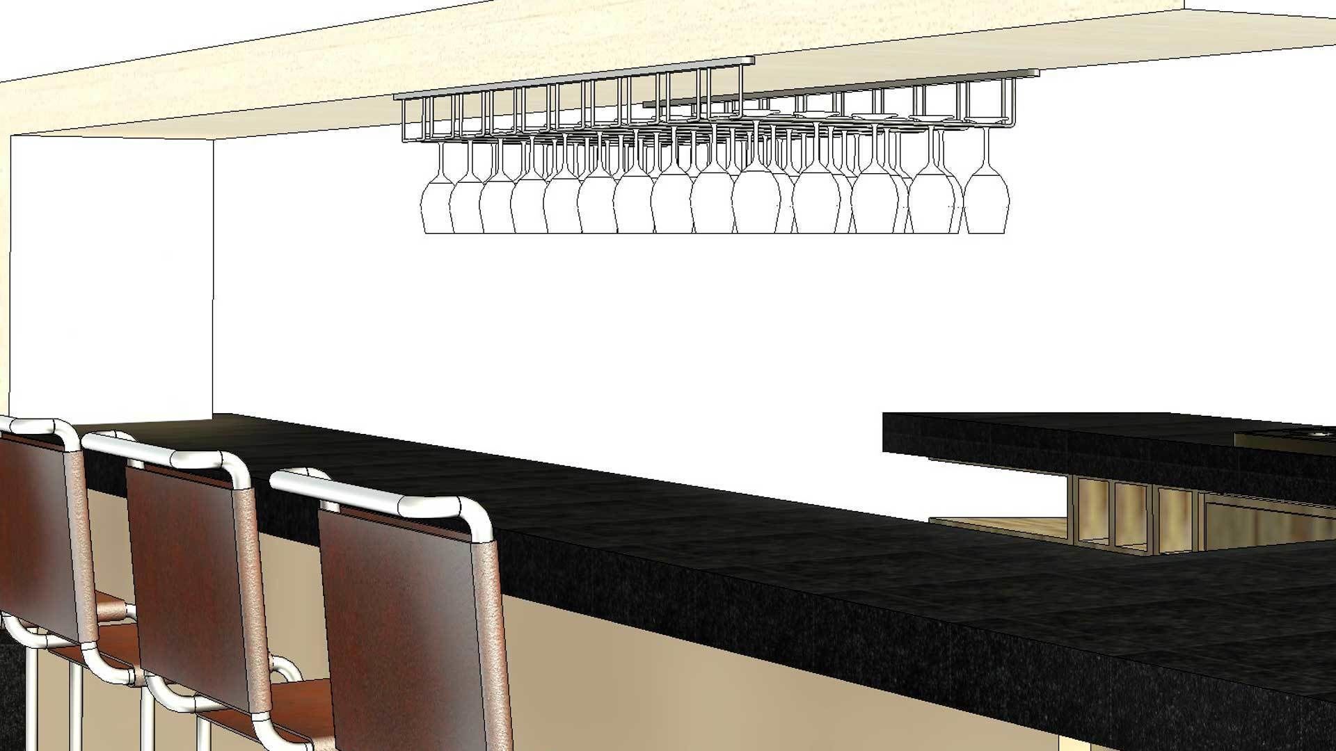 Wine Glass Bar Hanger Rails 3D model_5