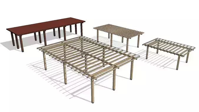 Fully Parametric Wooden Pergola 3D model