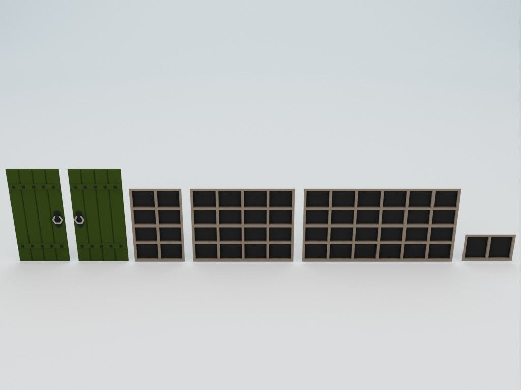 Lowpoly modular fachwerk houses Low-poly 3D model_19