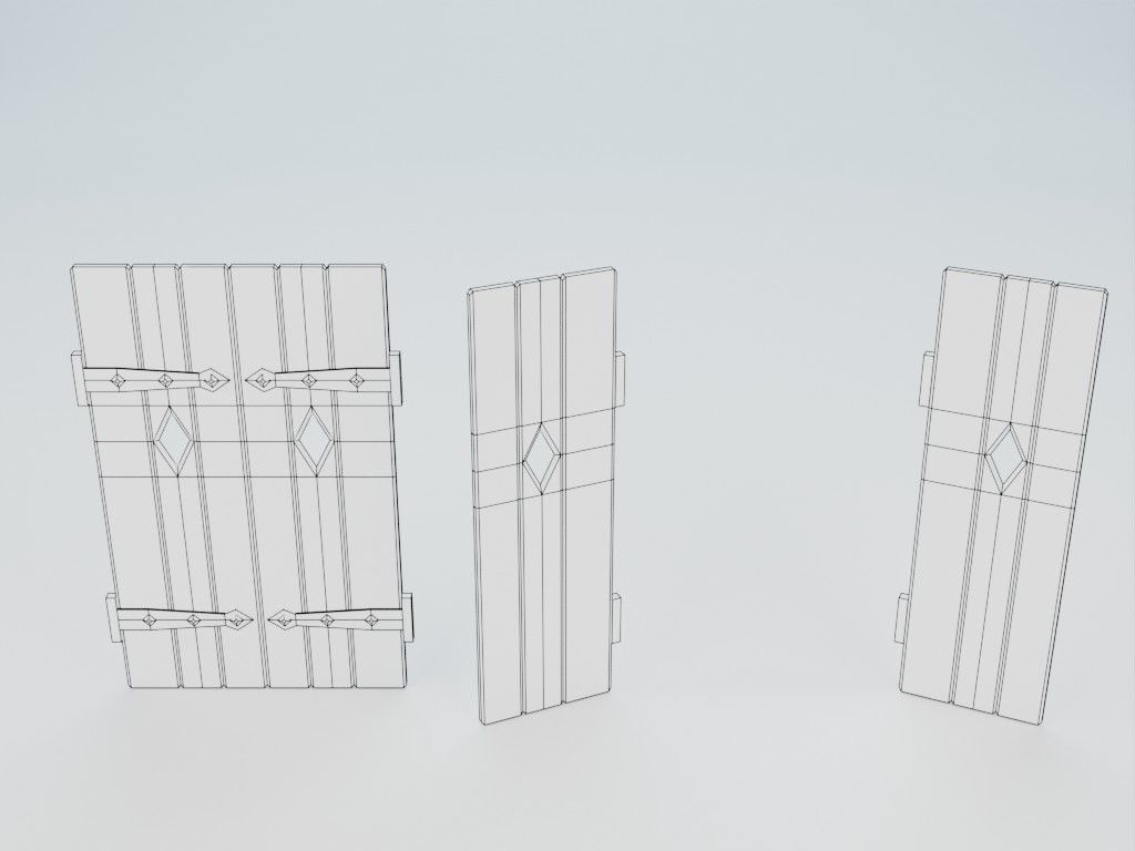 Lowpoly modular fachwerk houses Low-poly 3D model_26