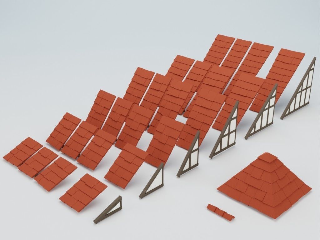 Lowpoly modular fachwerk houses Low-poly 3D model_11